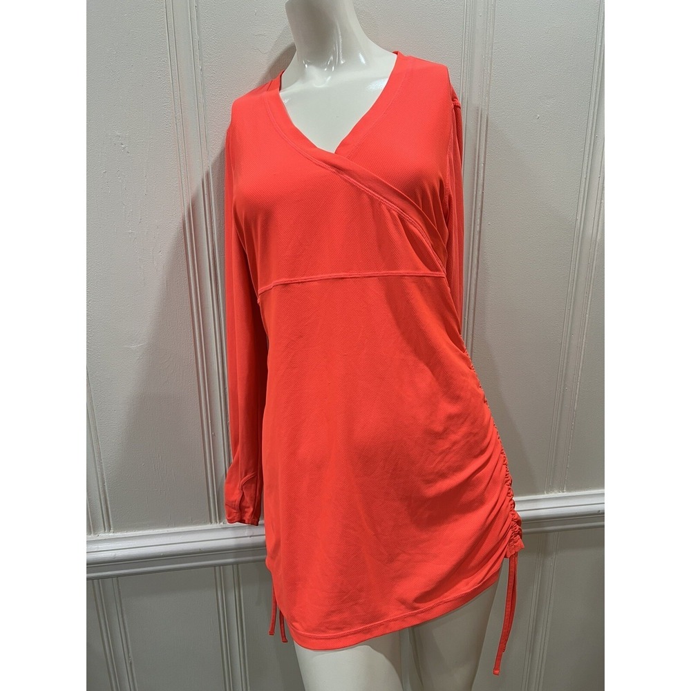 Athleta Long Sleeve V Neck Wick It Kaftan CoverUp Shirt Womens Thumbholes M
